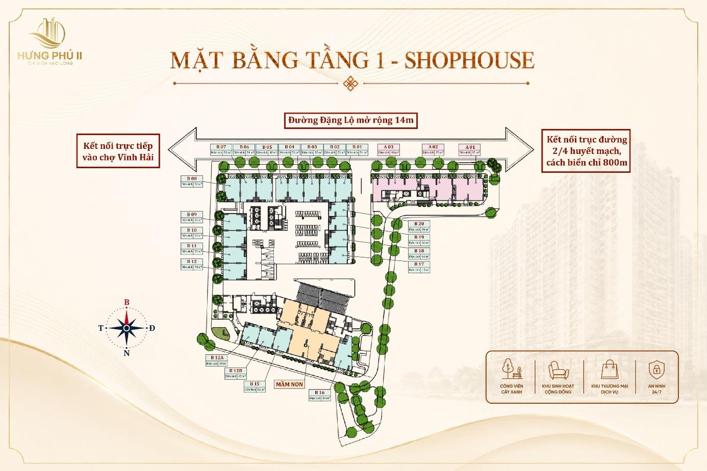 Mặt bằng tầng 1 – Shophouse