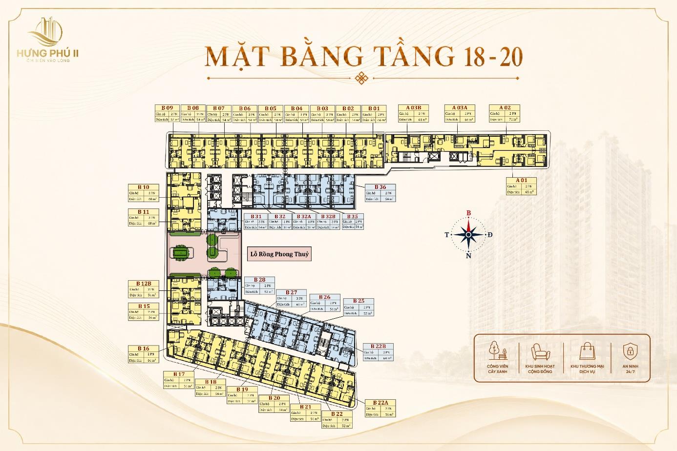 Mặt bằng tầng 18–20