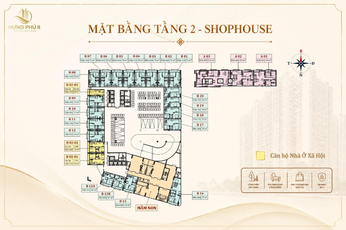 Mặt bằng tầng 2 – Shophouse