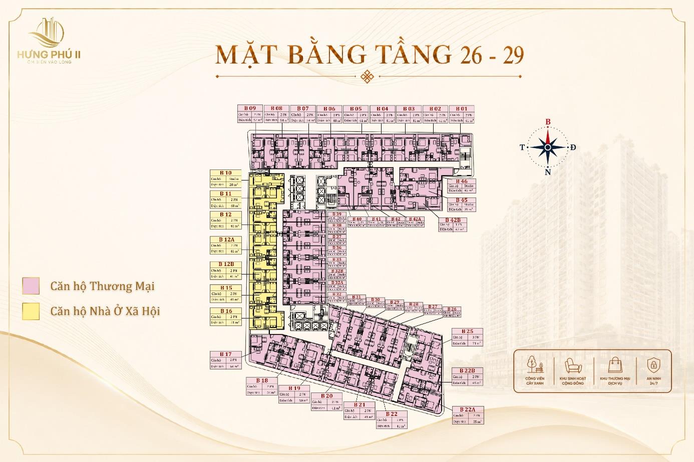 Mặt bằng tầng 26–29