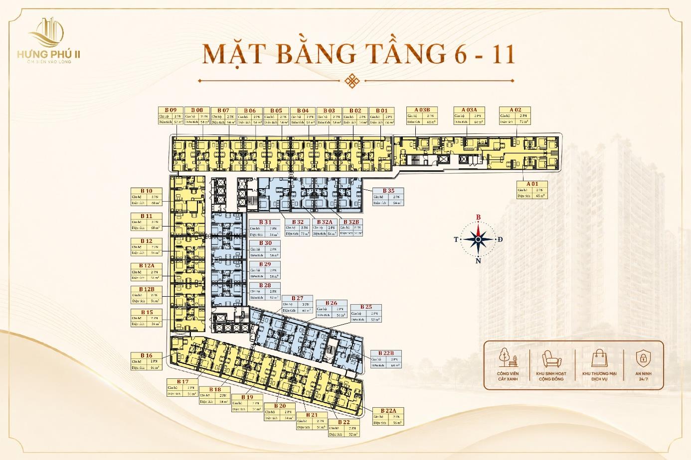 Mặt bằng tầng 6–11